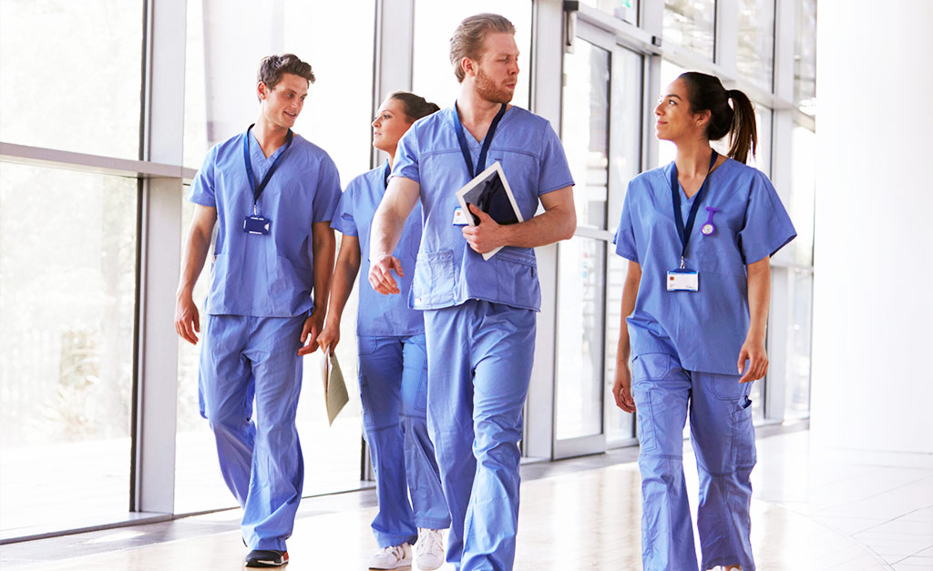Nexsun Labs Skilled Nursing Facilities Nursing Staff are walking hallway